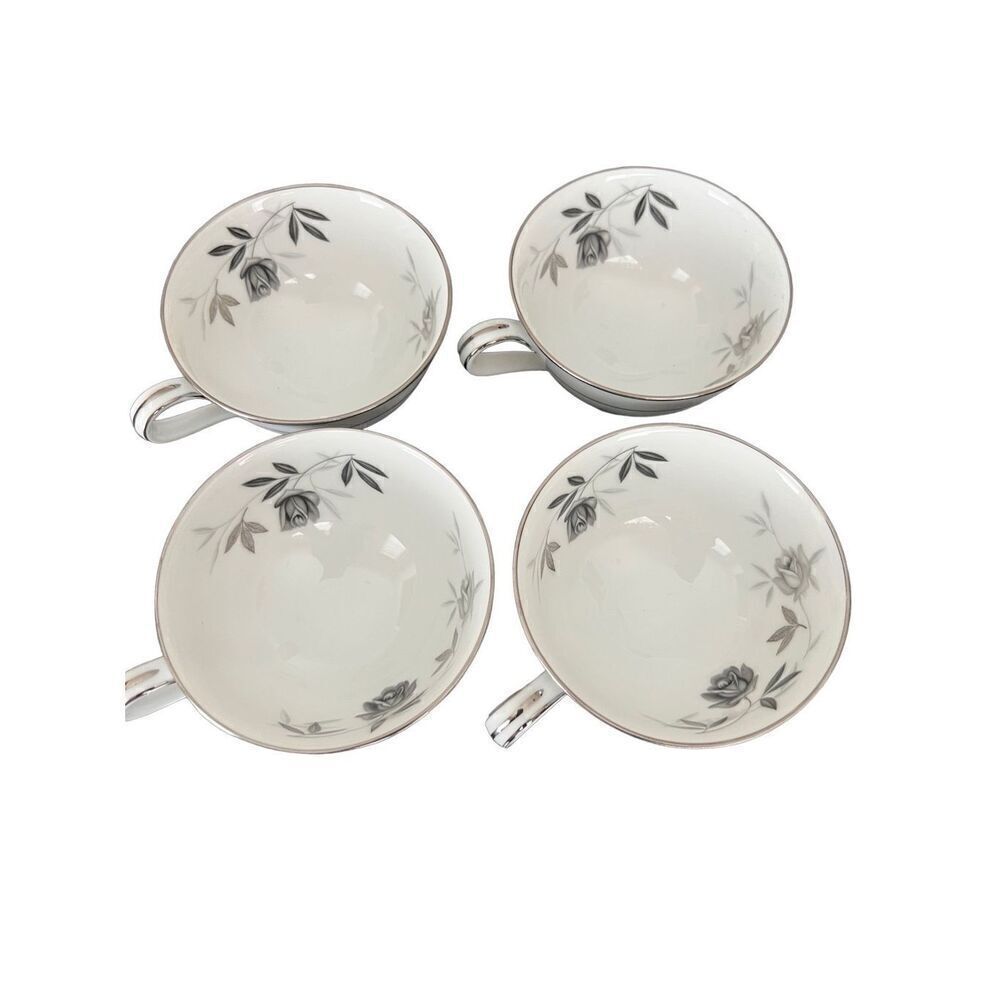 Noritake ROSAMOR Black Roses 4 Tea Cups made in Japan
